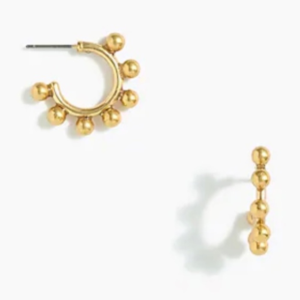 J. Crew Earrings 23mm Beaded Mini Hoop - Picture 1 of 7